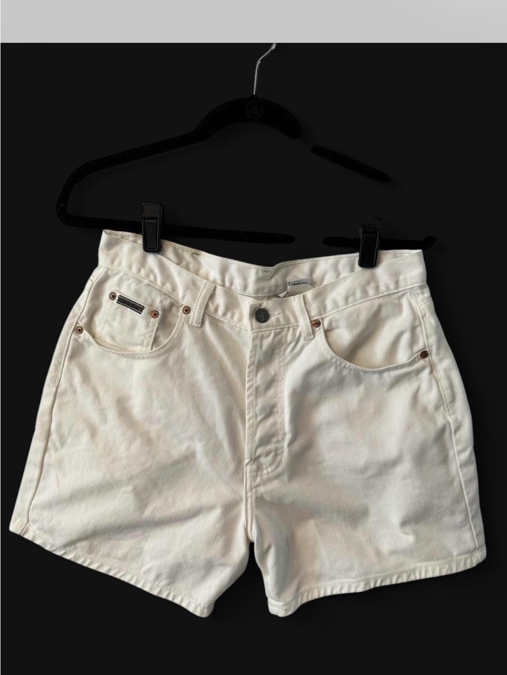 Calvin Klein White Denim High-Rise Shorts